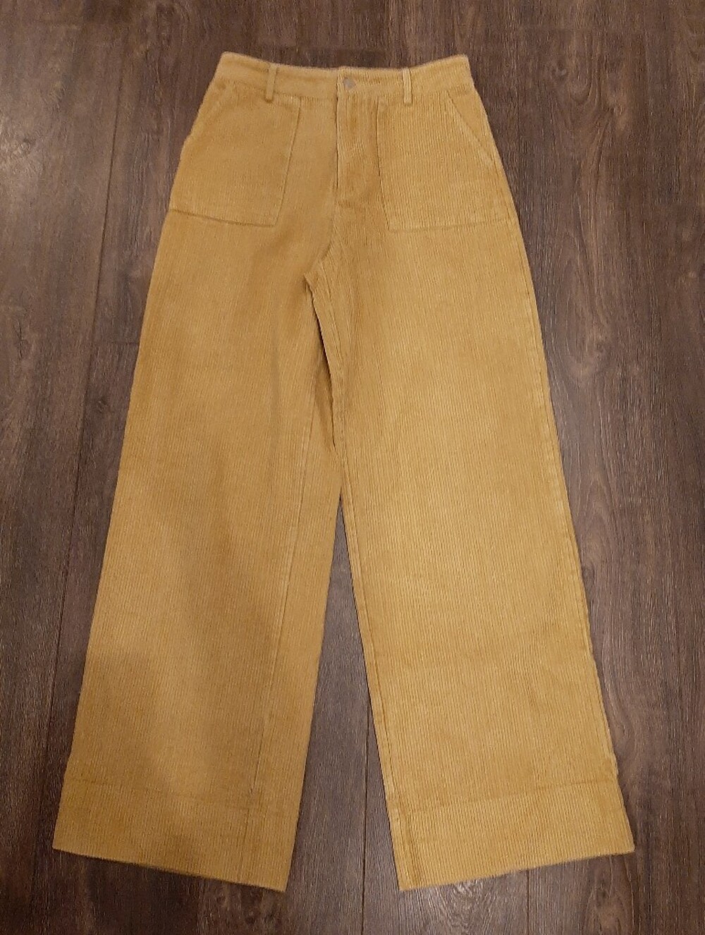 Women’s Mustard Yellow Corduroy Pants Size 14 Straight Leg 100% Cotton